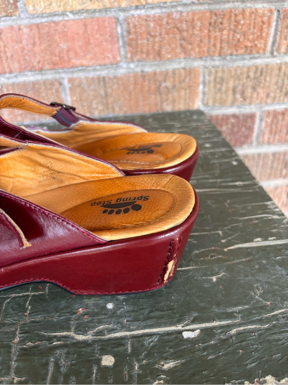 Spring Step Cheri Women’s Red Leather Floral Mary Jane Mule Clog 42 US 11 Artsy - Picture 7 of 9
